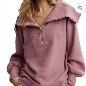 Varley Pink Ribbed Pullover